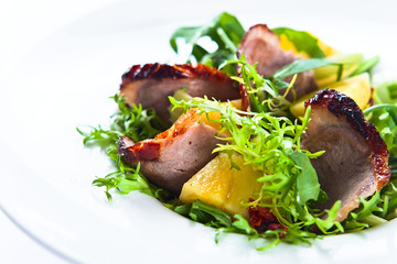 salad with  pineapple and smoked meat