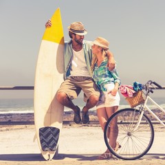 Fototapeta premium Cute couple on a bike ride