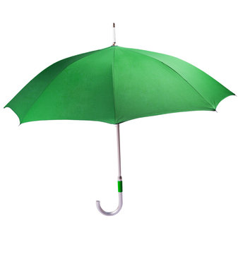 Big green umbrella on a white background