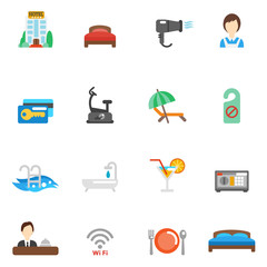 Hotel Flat Icon Set