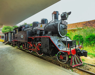 Naklejka premium antique train transport tourist to visit in Dalat