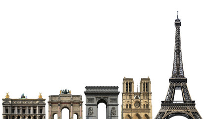 Fototapeta premium France, landmark of Paris, on a white background