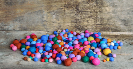 multicolored felted beads