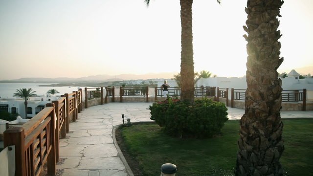 Beautiful park with view over beach in Sharm