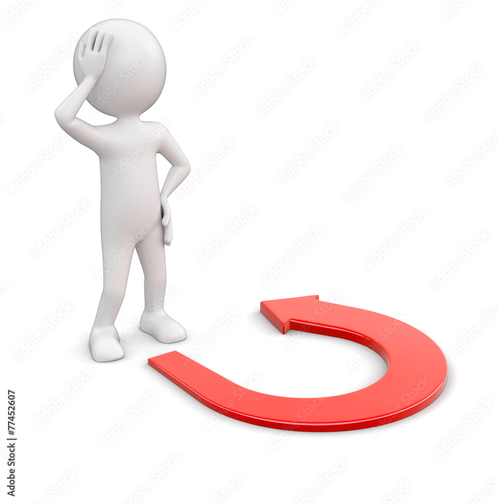 Poster man and arrow sign (clipping path included)