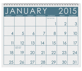 2015 Calendar: Month Of January