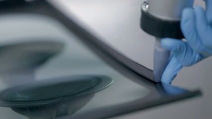 Close of smearing the windshield with fugue