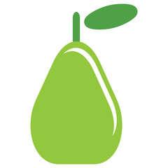 Cartoon vector simple delicious green pear isolated in white bac