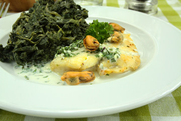 filet de plie et épinards