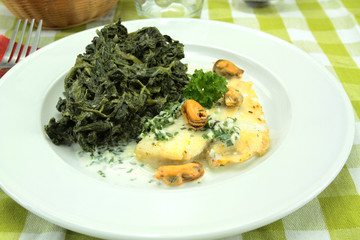 filet de plie et épinards
