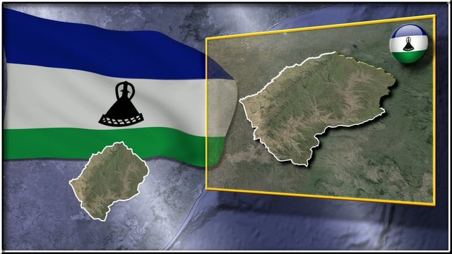 Lesotho flag and map animation