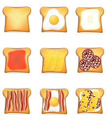 set icons toast vector illustration