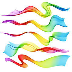 Set of Abstract smoke  curved lines