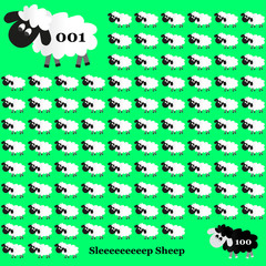 white and black sheep counting on green background eps10