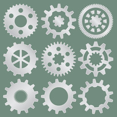 Vector collection of aluminum gear wheels