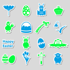 various color Easter stickers set with shadow eps10