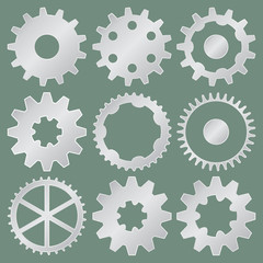 Vector collection of aluminum gear wheels