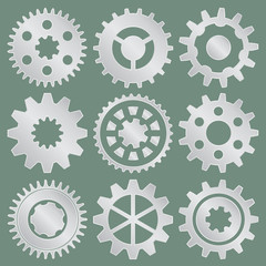 Vector collection of metal gear wheels