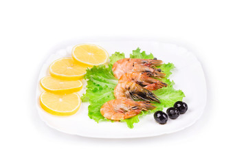 Shrimps with lemon.