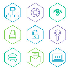 data analytics icons set, big data concept icons pak