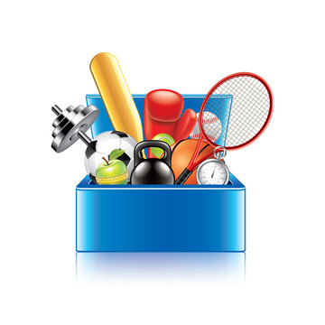 Sport objects box isolated on white vector