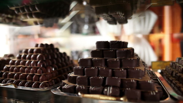 Shot of a chocolate pralines in a store