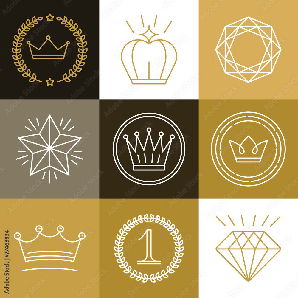 Poster set of linear gamification badges