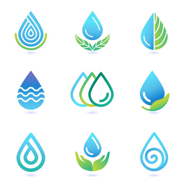 Vector water and oil logo design elements