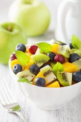 fruit salad with mango kiwi blueberry for breakfast