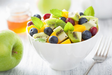 fruit salad with mango kiwi blueberry for breakfast