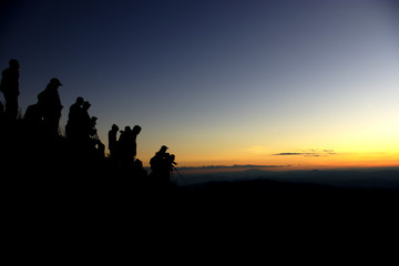 Fototapeta na wymiar Silhouette view of the sunset at Chiang Dao mountain, thailand