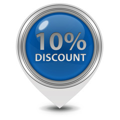 Discount ten percent pointer icon on white background