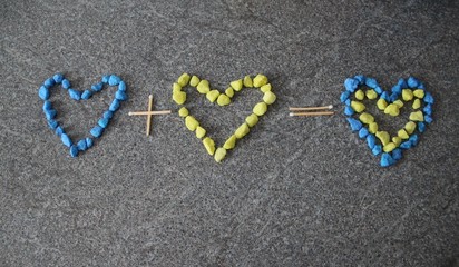 Herz plus Herz ist gleich Liebe