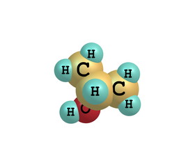Isopropanol molecule isolated on white