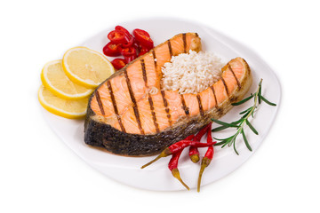 White plate with salmon