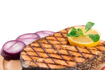 Grilled steak of salmon