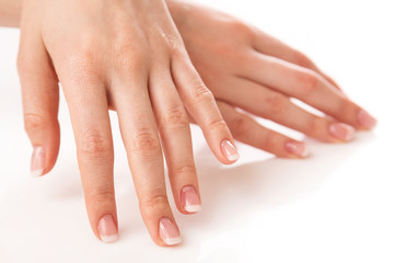 Hands with french manicure