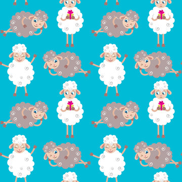 Seamless pattern with sheep