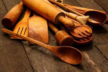 Wooden kitchen utensils