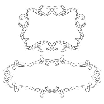 Vintage baroque frame set scroll ornament vector