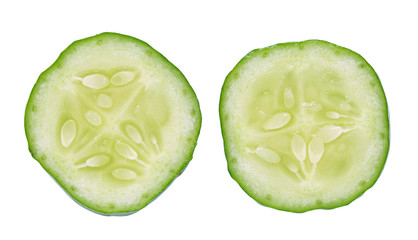 Fresh slice cucumber on white background