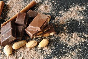pieces of chocolate with almonds