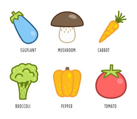Cartoon vegetables and fruits