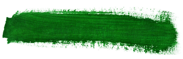 Fototapeta premium Green stroke of watercolor paint brush
