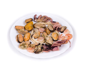 Mixed seafood plate.