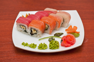Roll with cream cheese and salmon