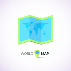 World map logo with pointer