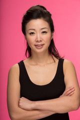 Fototapeta premium Young Asian woman smile face portrait
