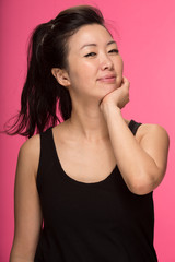 Fototapeta premium Young Asian woman smile face portrait