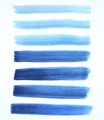 Set of blue watercolor brushes